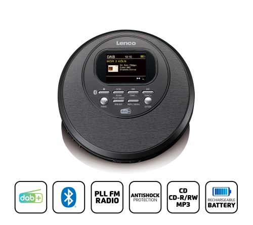 Lenco CD-500BK - Discman s Bluetooth a rádiem DAB+/FM