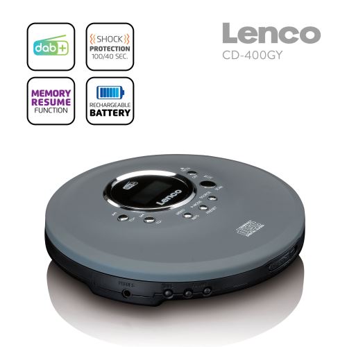 Lenco CD-400GY - discman CD/MP3 a DAB+/FM rádio